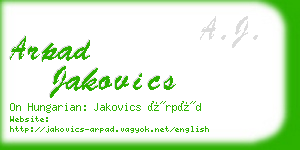arpad jakovics business card